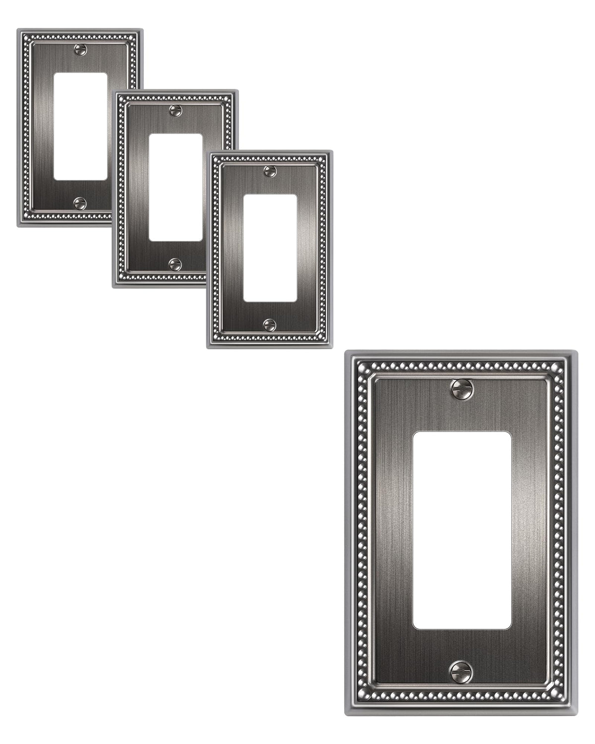 TREEWELL 4-Pack Decorator Outlet Cover Plate, Heirloom Silver
