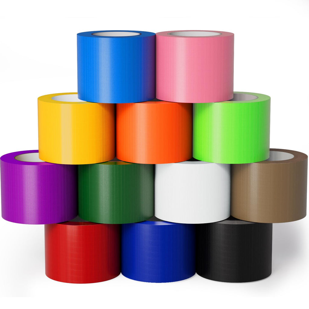 12 Pack Rainbow Colored Duct Tape 2" x10YD Waterproof No Residue