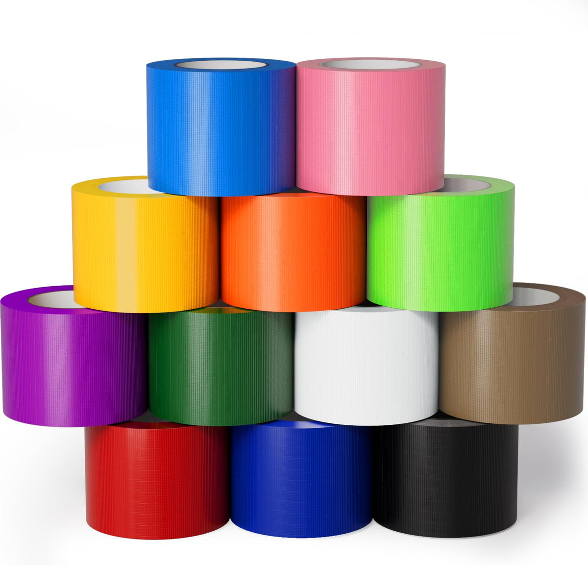 12 Pack Rainbow Colored Duct Tape 2" x10YD Waterproof No Residue