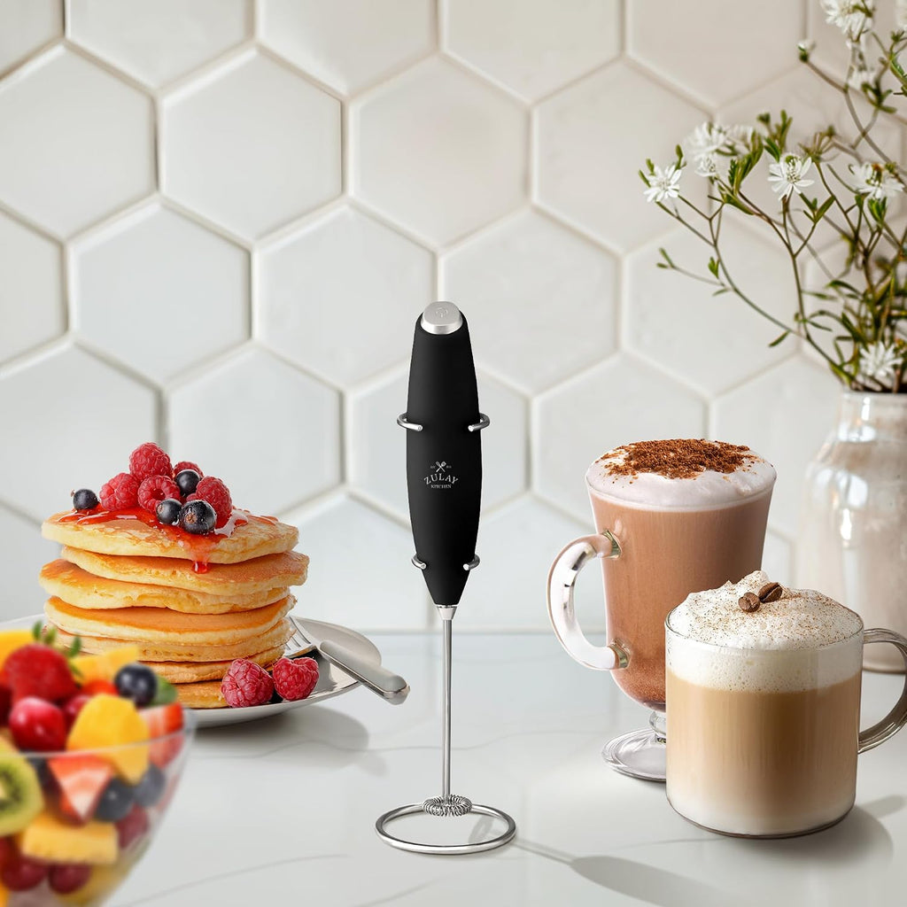 Powerful Milk Frother Wand With Duracell Batteries - Ultra Fast Handheld Drink Mixer - Electric Whisk Foam Maker for