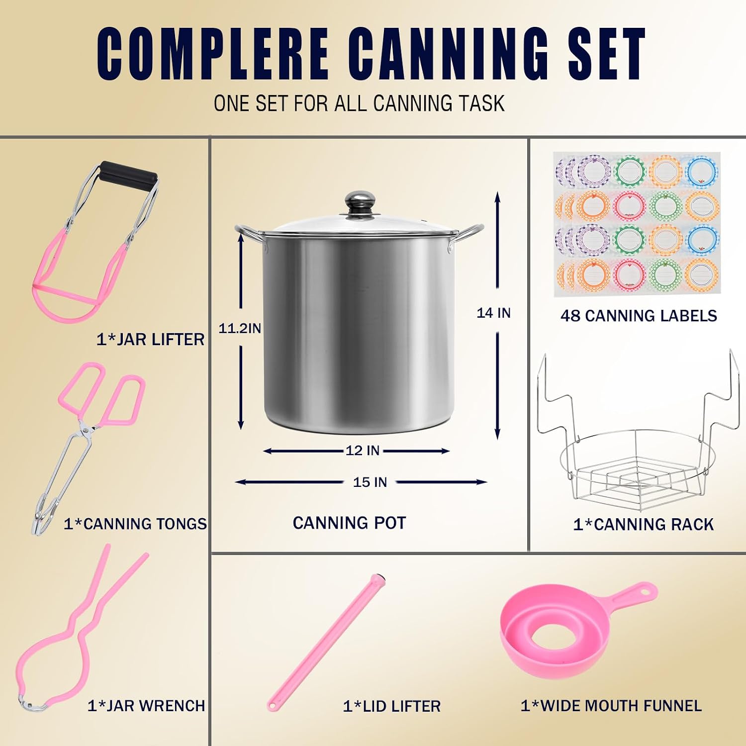 Canning Pot Water Bath Canner with Rack and Lid, 21.5 Quart Stainless Steel Stock Pots, Canning Supplies Starter Kit