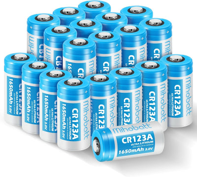 20-Pack CR123A 3V Lithium Batteries 1650mAh | Non-Rechargeable Batteries with Up to 10-Year Shelf Life for