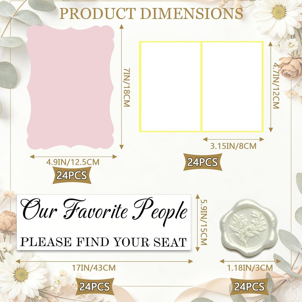 24 Set Wedding Seating Chart Kit, Guest Place Cards Wax Seals for Reception
