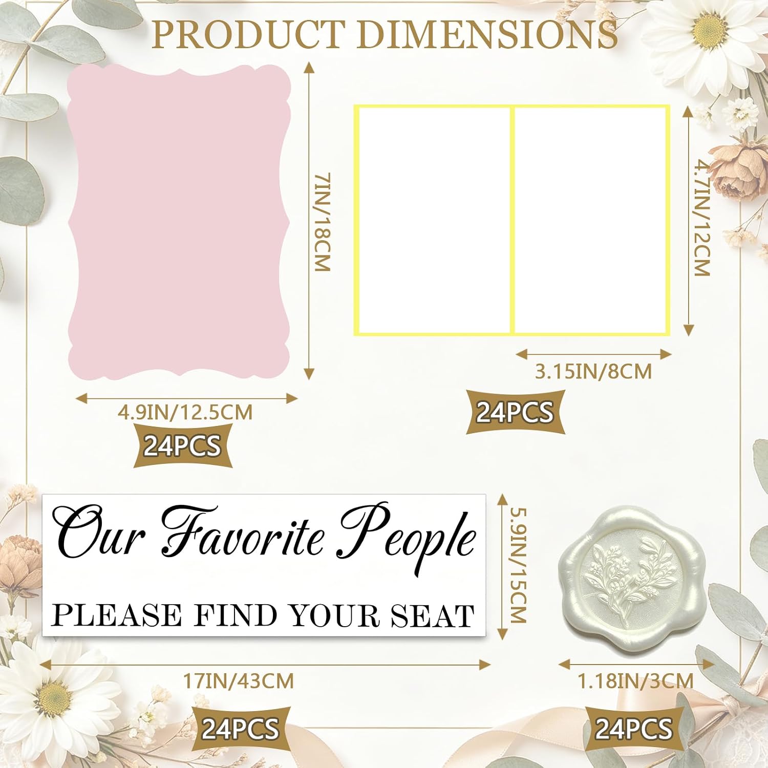 24 Set Wedding Seating Chart Kit, Guest Place Cards Wax Seals for Reception
