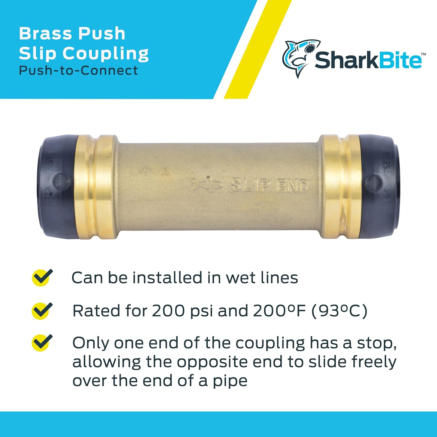1-1/4 x 1-1/4 in Slip Coupling, Push-to-Connect Brass Plumbing Fitting, UXL0635