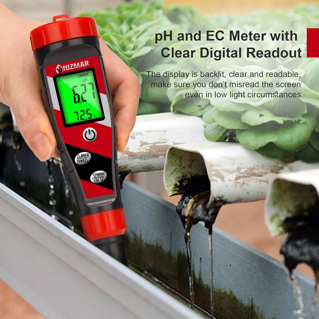 pH Meter for Water Hydroponics Supplies 4 in 1 pH PPM ECTester | pH Up and Down Tester Digital PPM Meter EC Meter