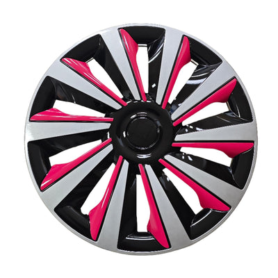 15 Inch Hubcaps Set of 4, Wheel Rim Covers, Car Hub Rim Caps ABS Exterior Accessories, Black Pink