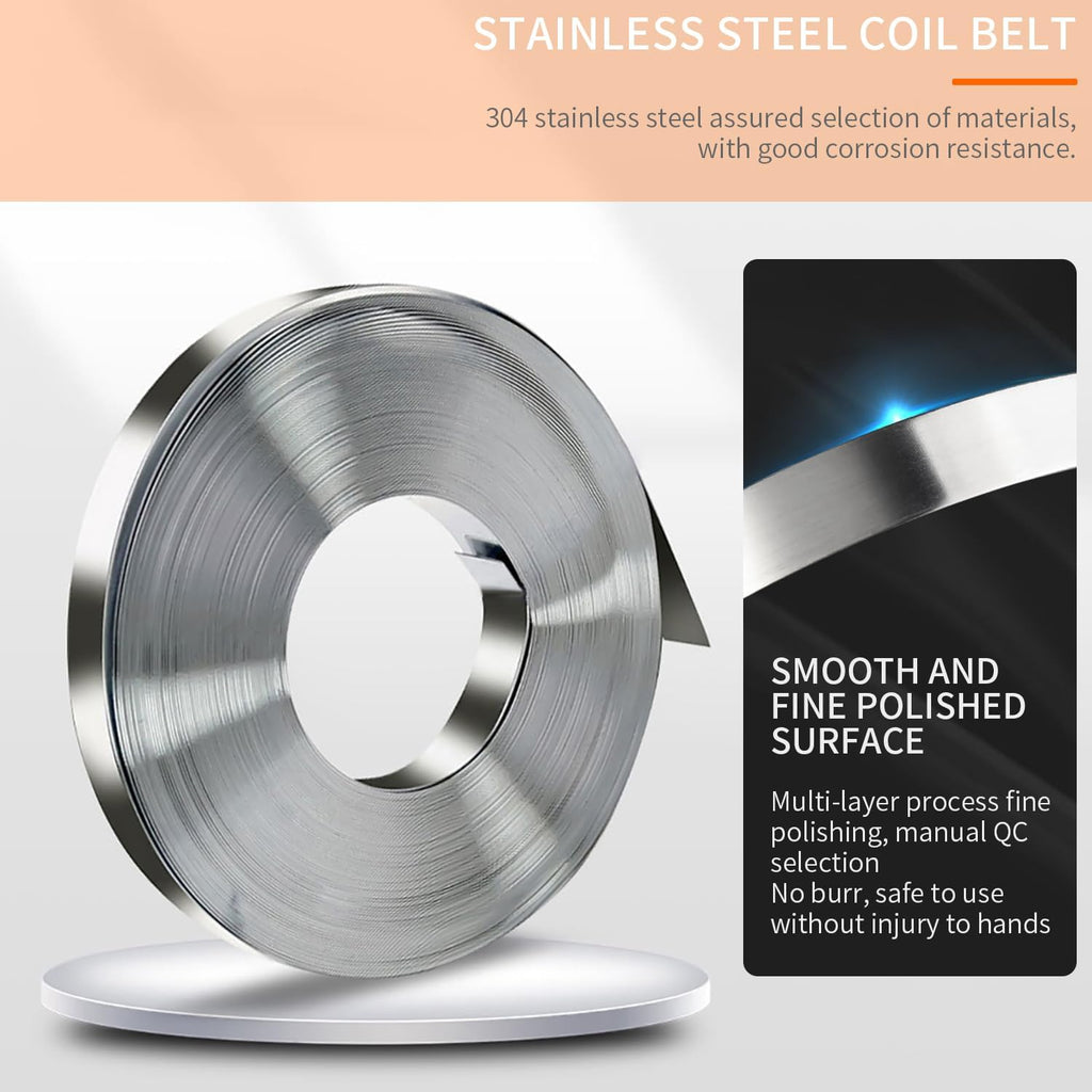 Banding Strapping Kit - Stainless Steel Banding Coil (3/4" x 100ft x 0.03") & Ear-Lokt Buckles (100pcs) - Silver