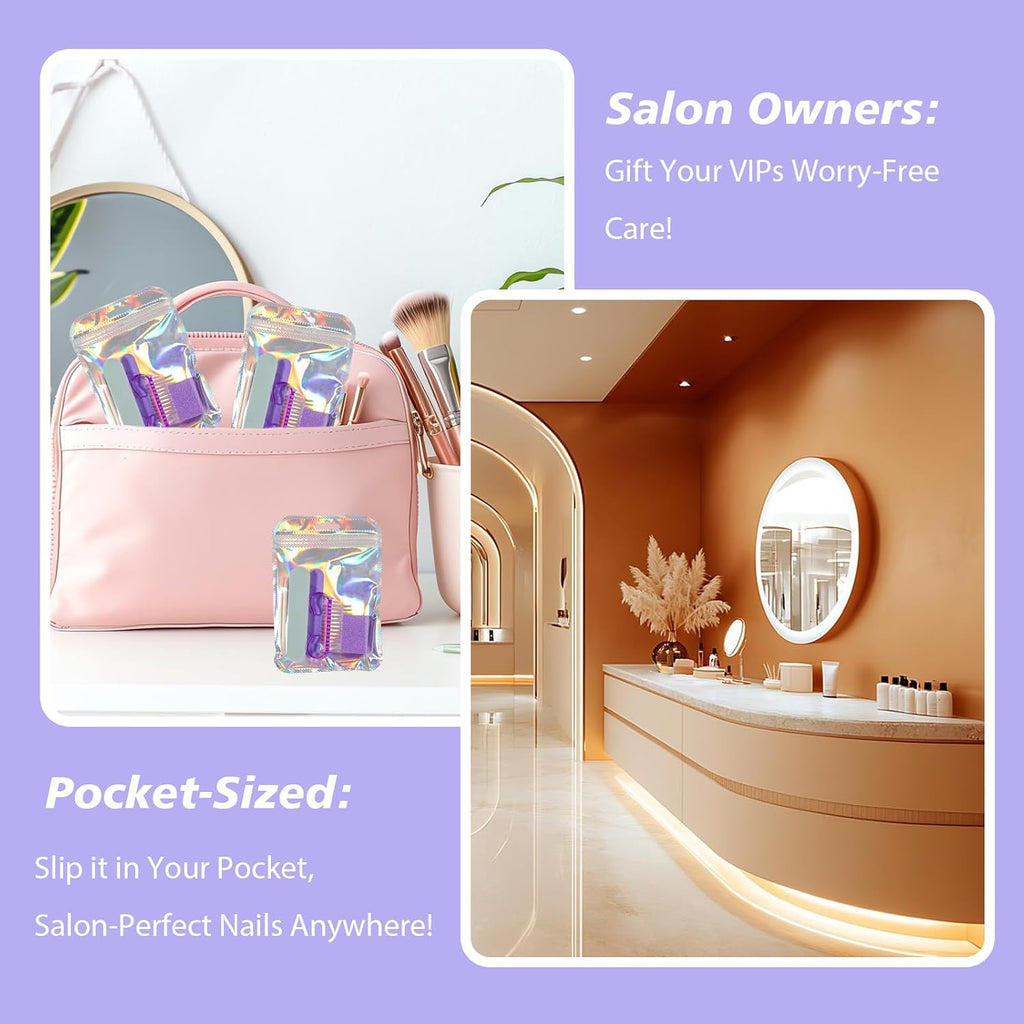 18 Set Disposable Manicure Kit Set, Press On Nail Tool Kit (Purple)