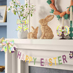 2 Rolls 2.5"×10 Easter Flag Ribbons Wired for Wreath Bow Wrapping (Easter)