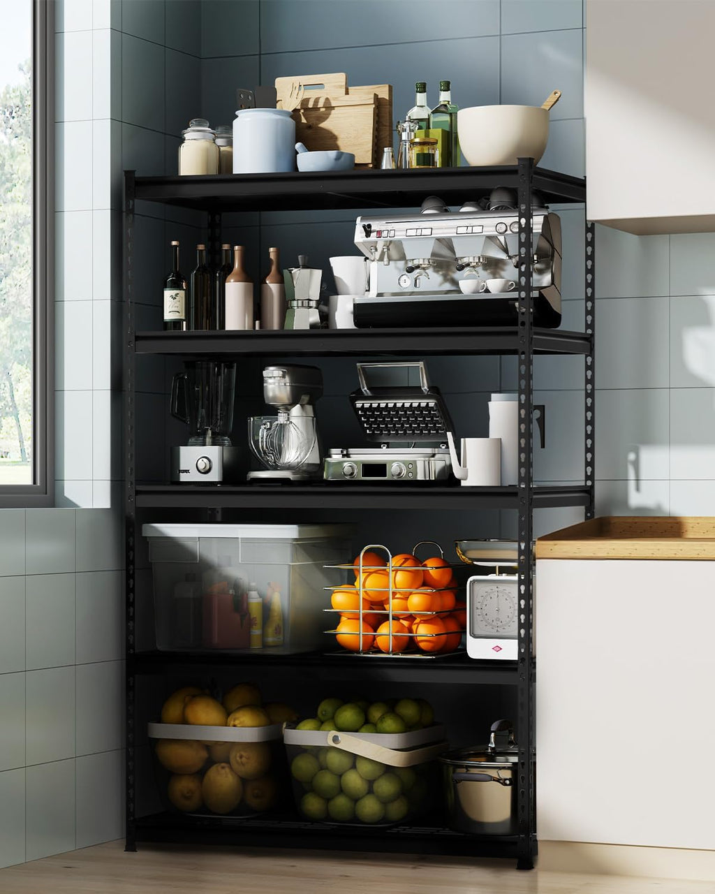 5-Layer Heavy Duty Metal Storage Rack, 48”W x 24”D x 72”H, Adjustable Shelving Unit with 4000 lbs Total Load Capacity