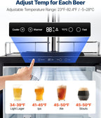 Beer Kegerator, Dual Tap Home Draft Beer Dispenser for Ball Lock