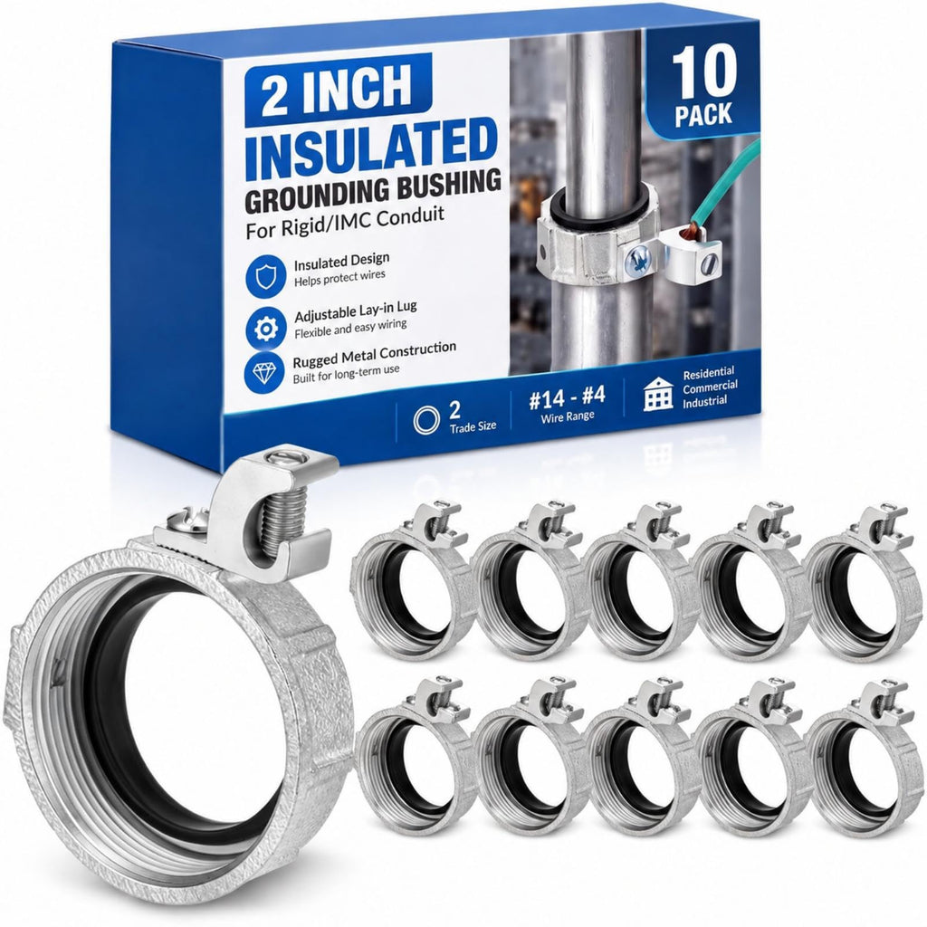Blulu 10 Pcs Insulated Grounding Bushing with Adjustable Lay in Lug,2 "