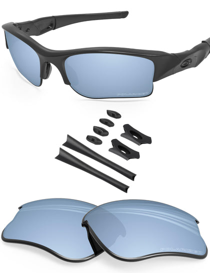 Anti-salt Polarized Replacement Lenses & Sock Kit for Oakley Flak Jacket XLJ OO9009 - Deep Water Blue