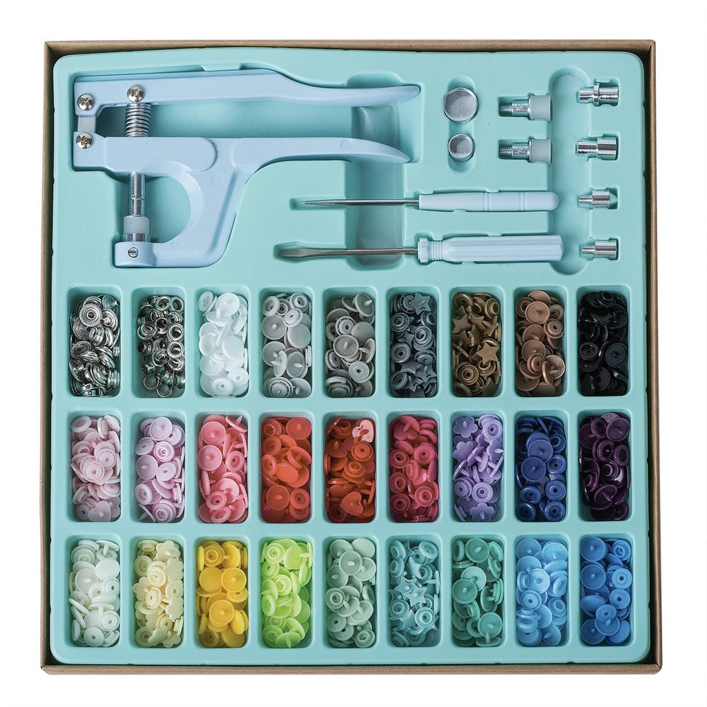 Plastic Snap Fastener Kit with Snaps Pliers (Blue)