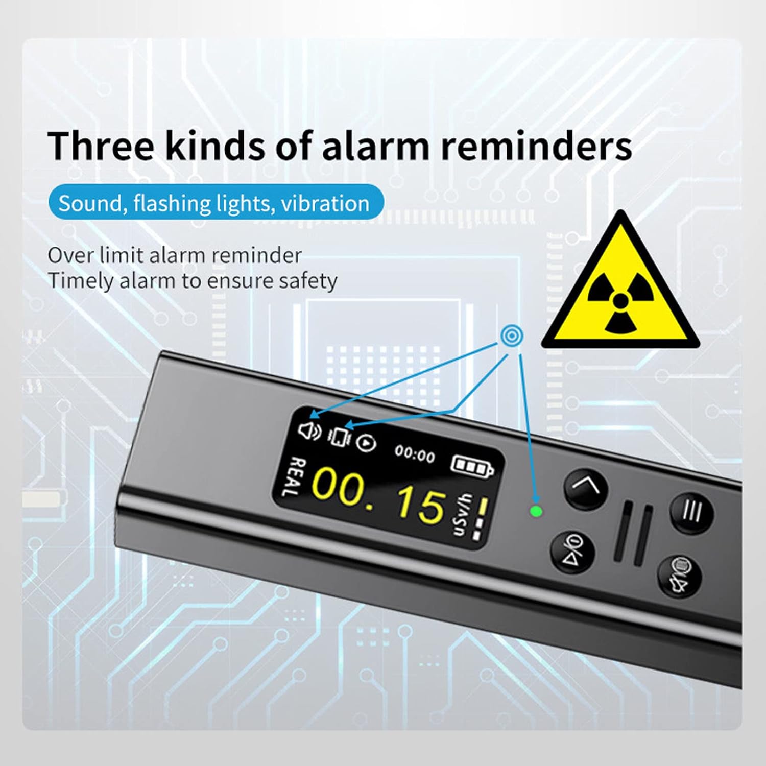 Nuclear Radiation Detector, High Sensitivity β γ X Radiation Monitor TFT Safety Alarm Handheld Radiation Dosimeter DC