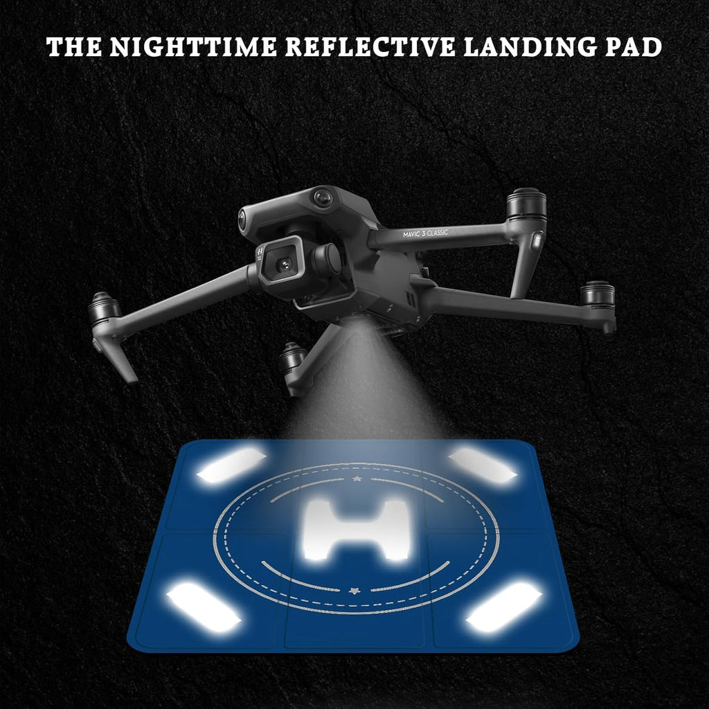 Drone Landing Pad Weighted, Nighttime Reflective & Foldable Launch Pad, Waterproof Helipad for DJI Mini 5/4/3