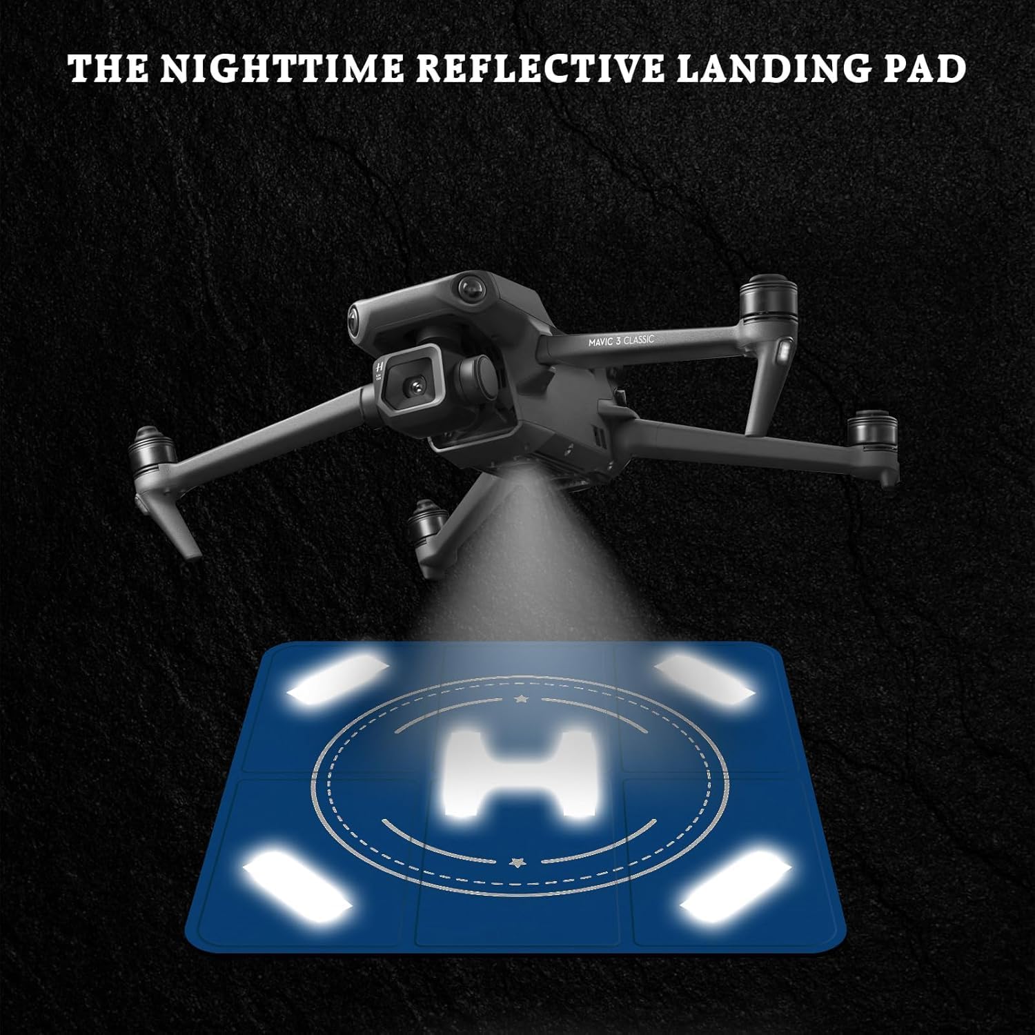 Drone Landing Pad Weighted, Nighttime Reflective & Foldable Launch Pad, Waterproof Helipad for DJI Mini 5/4/3