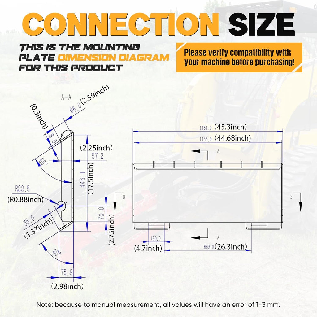Skid Steer Trencher Attachment, 37"Trenching Depth, Compatible with Bobcat and Most Skid Steer Loaders
