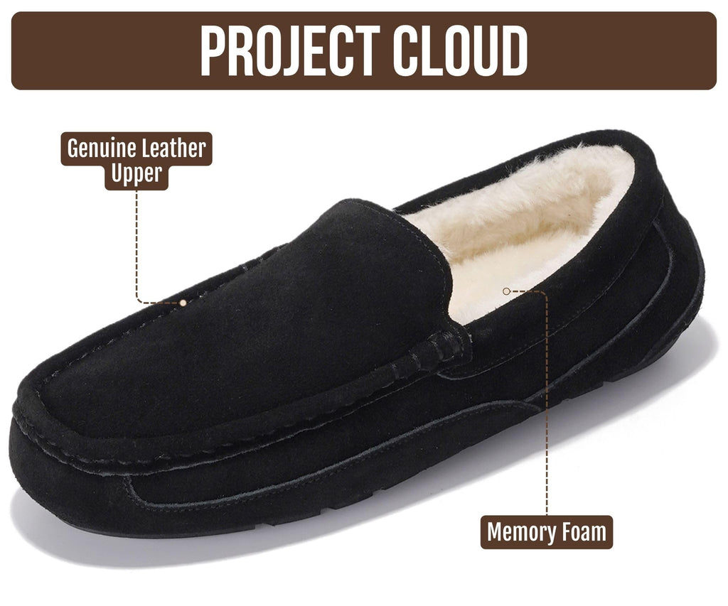 100% Genuine Leather Mens Slippers Moccasin Loafers for Men