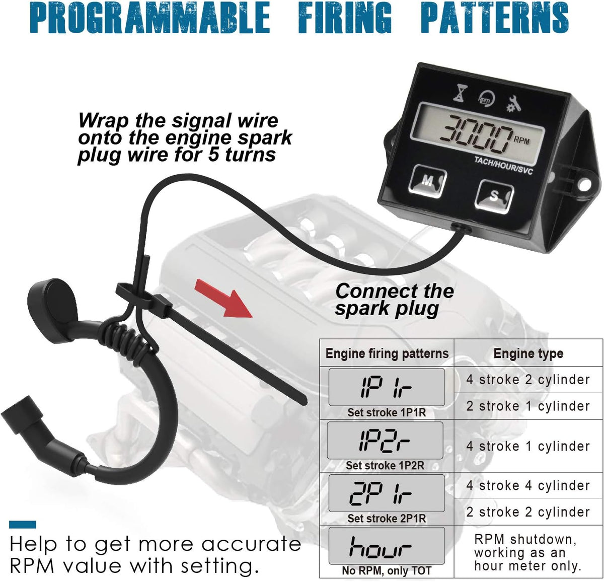 Runleader RL-HM011E Digital Hour Meter & Tachometer