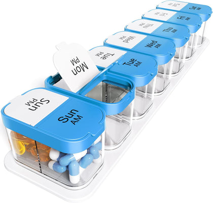 Extra Large Weekly Pill Organizer 2 Times A Day, XL Pill Box 7 Day Am Pm, Jumbo Medicine Organizer to Hold Daily