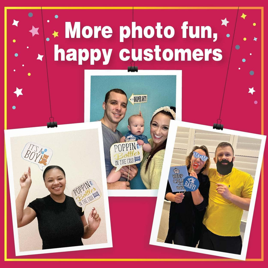 Bridal Shower Photo Booth Props - 41-pc Photo Booth Kit with 8 x 10-Inch Sign, 60 Adhesive Pads, 45 Sticks - Team
