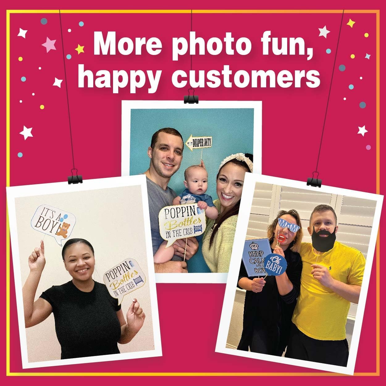 Bridal Shower Photo Booth Props - 41-pc Photo Booth Kit with 8 x 10-Inch Sign, 60 Adhesive Pads, 45 Sticks - Team