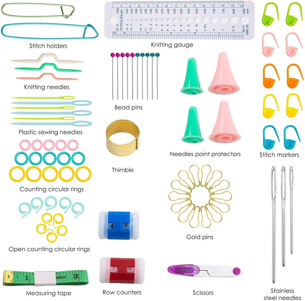 Crochet Hooks Set,Crochet Needles for Yarn,102 Pcs Crochet Accessories with Storage Case,Ergonomic Knitting Blunt