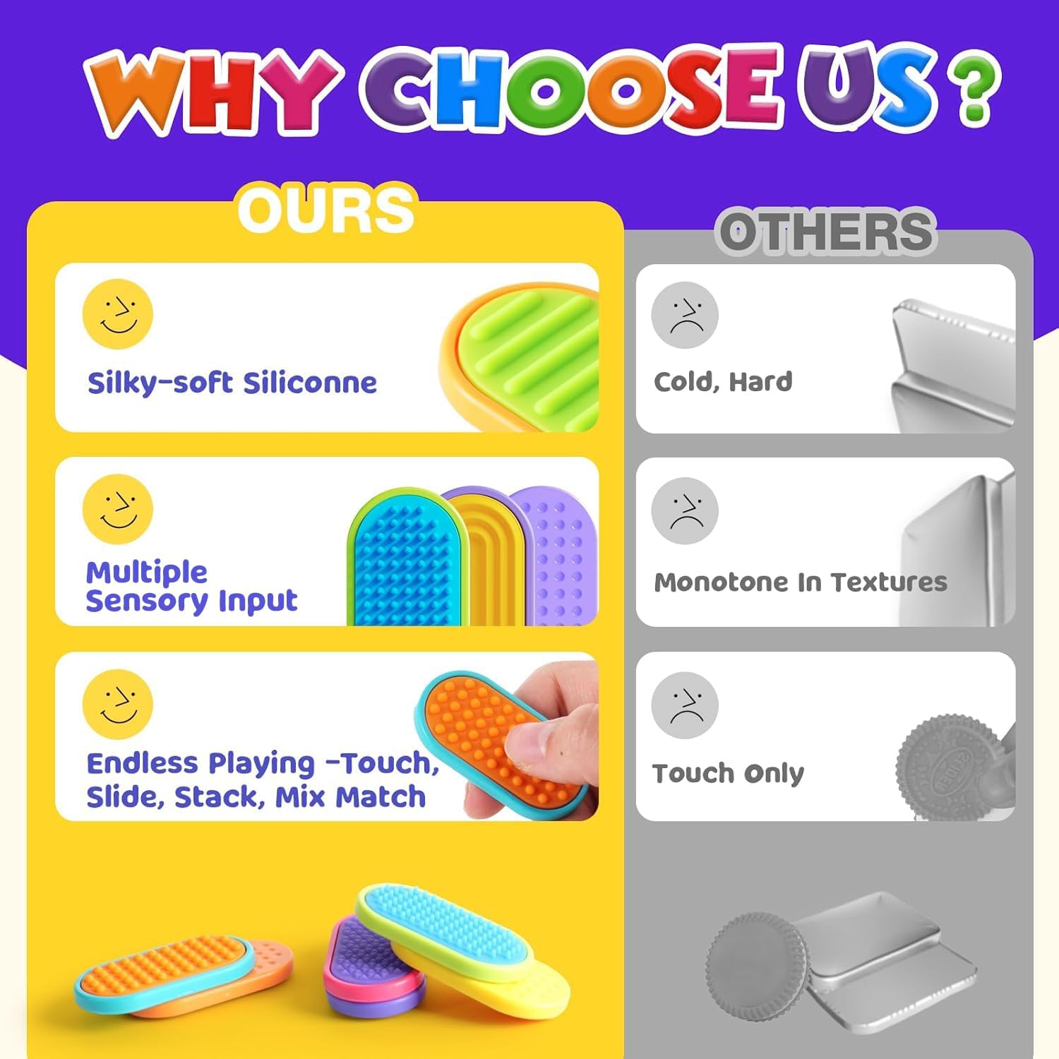Sensory Fidget Magnet Toys for Kids: Silicone Magnetic Sliders Stress Fidgets for Autism, Stress Small Texture Fidget