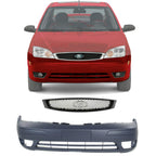 Front Bumper Cover Primed Plastic + Grille Assembly For 2005-2007 Ford Focus Direct Replacement