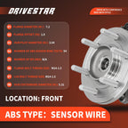 DRIVESTAR 4WD 515169 Front Wheel Bearing and Hub Assembly, 6-Lug w/ABS