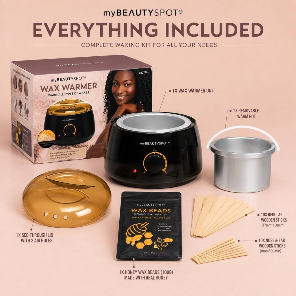 Wax Warmer for Hair Removal Kit – Wax Machine Kit for Women – At Home Hair Removal Wax Kit – Full Body Bikini