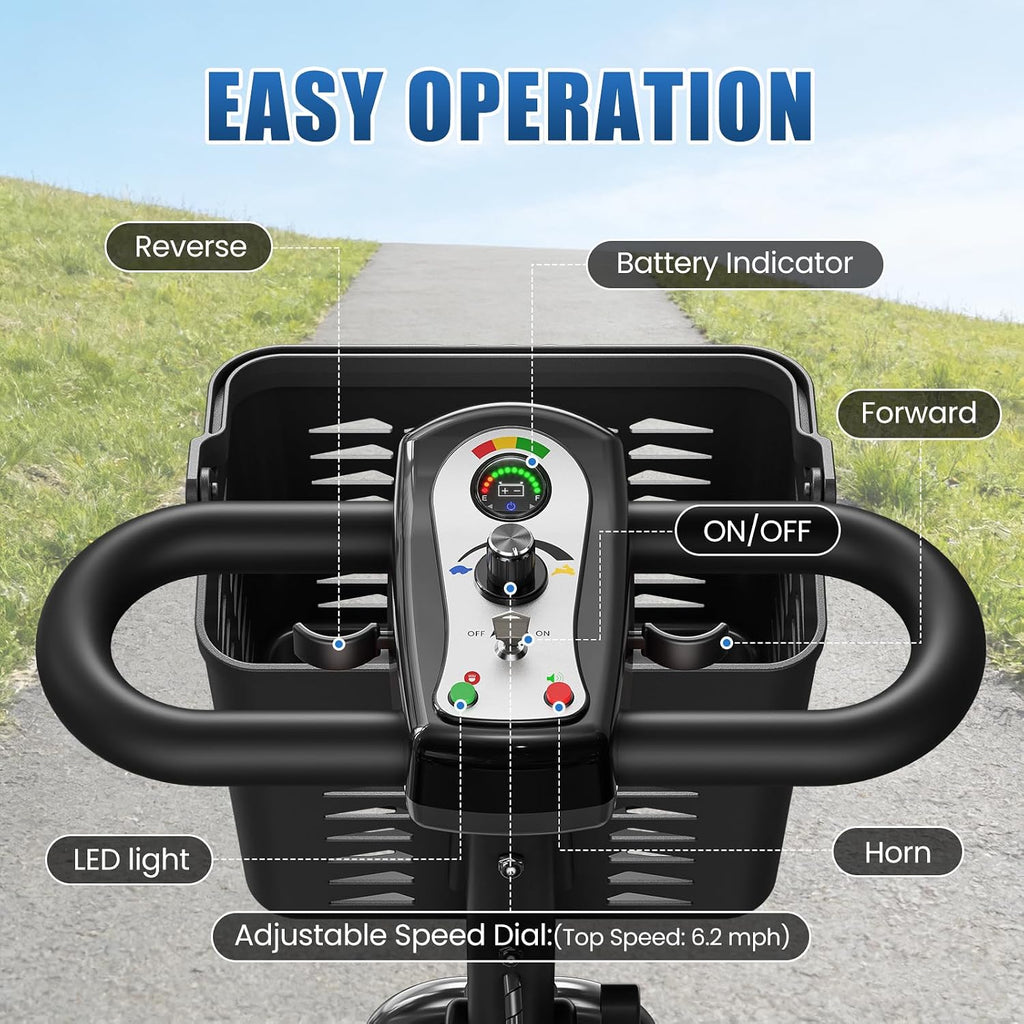 30 Miles Foldable Powered Mobility Scooters for Seniors and Adults, Silver