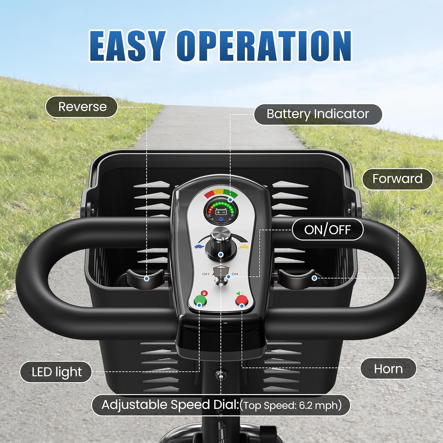 30 Miles Foldable Powered Mobility Scooters for Seniors and Adults, Silver