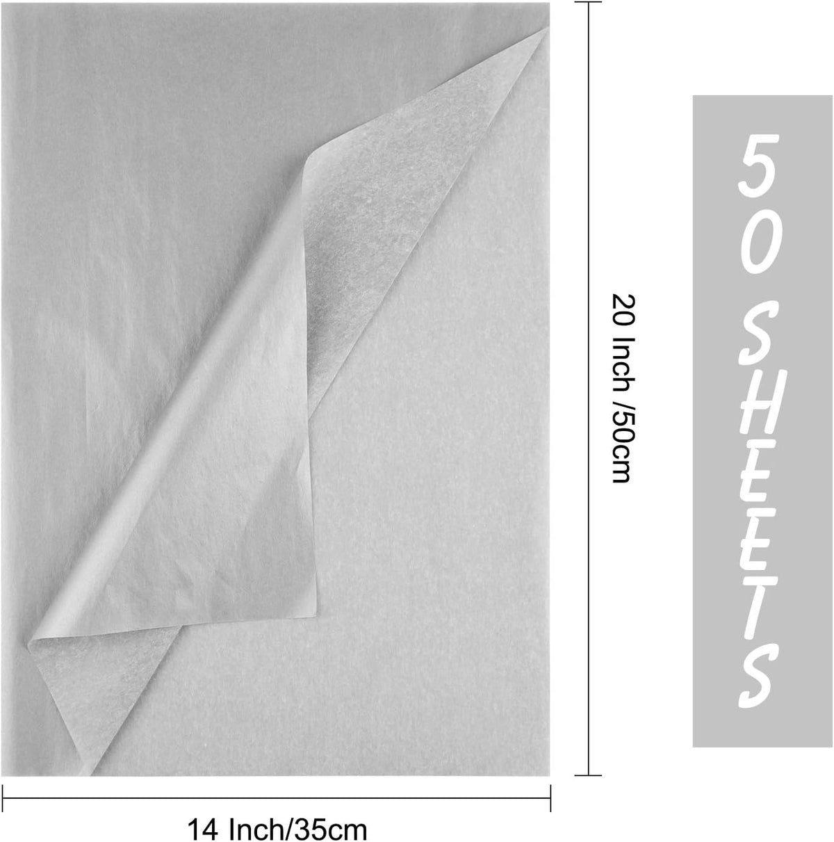 50 Sheets Silver Tissue Paper Bulk 20X14 Inch Metallic Gift Wrap Paper Gift Wrapping Accessory Wrap for Wedding