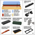 12-Piece Knife Sharpening Stone Set, Whetstone 4 Side 400/1000 3000/8000 Grit, Whetstone Knife Sharpener Stone Kit