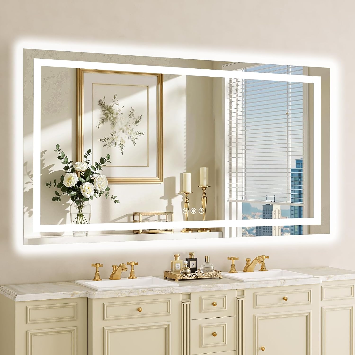36"x60" LED Bathroom Mirror with Lights, Anti-Fog, Backlit+Frontlit | CRI 95, Stepless Dimmable, 3 Colors Lighting