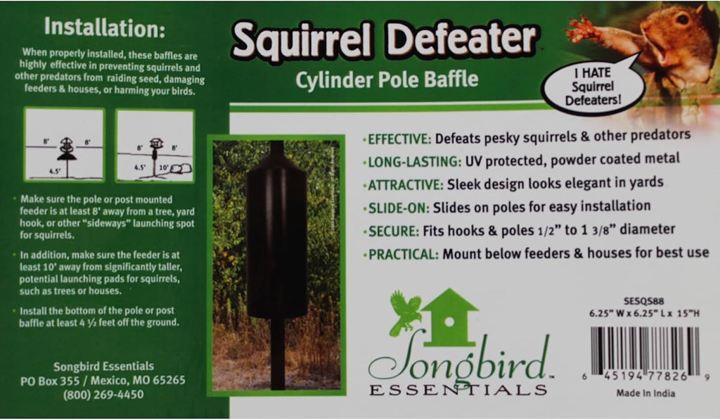 Squirrel Defeater Cylinder Pole Baffle