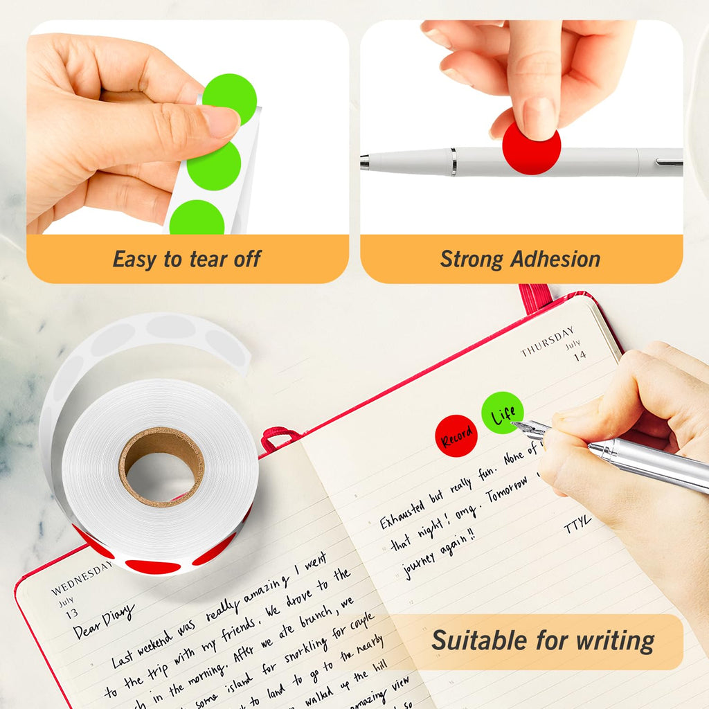 Red + Light Green 0.75 inch Round Color Coding Circle Dots Labels 2000pcs