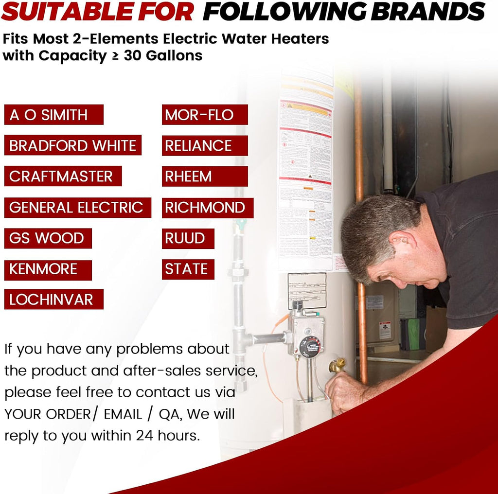 𝟮𝟬𝟮𝟲 𝙐𝙥𝙜𝙧𝙖𝙙𝙚𝙙 EWH-03 Electric Water Heater Tune-Up Kit - Comes with 2 Water Heater thermostats,2 Heating Elements,1 Element Wrench Socket by Beaquicy