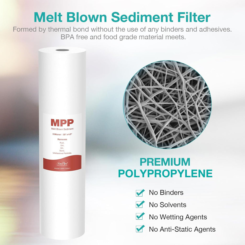 5 Micron 20" x 4.5" Whole House Sediment Water Filter Cartridge