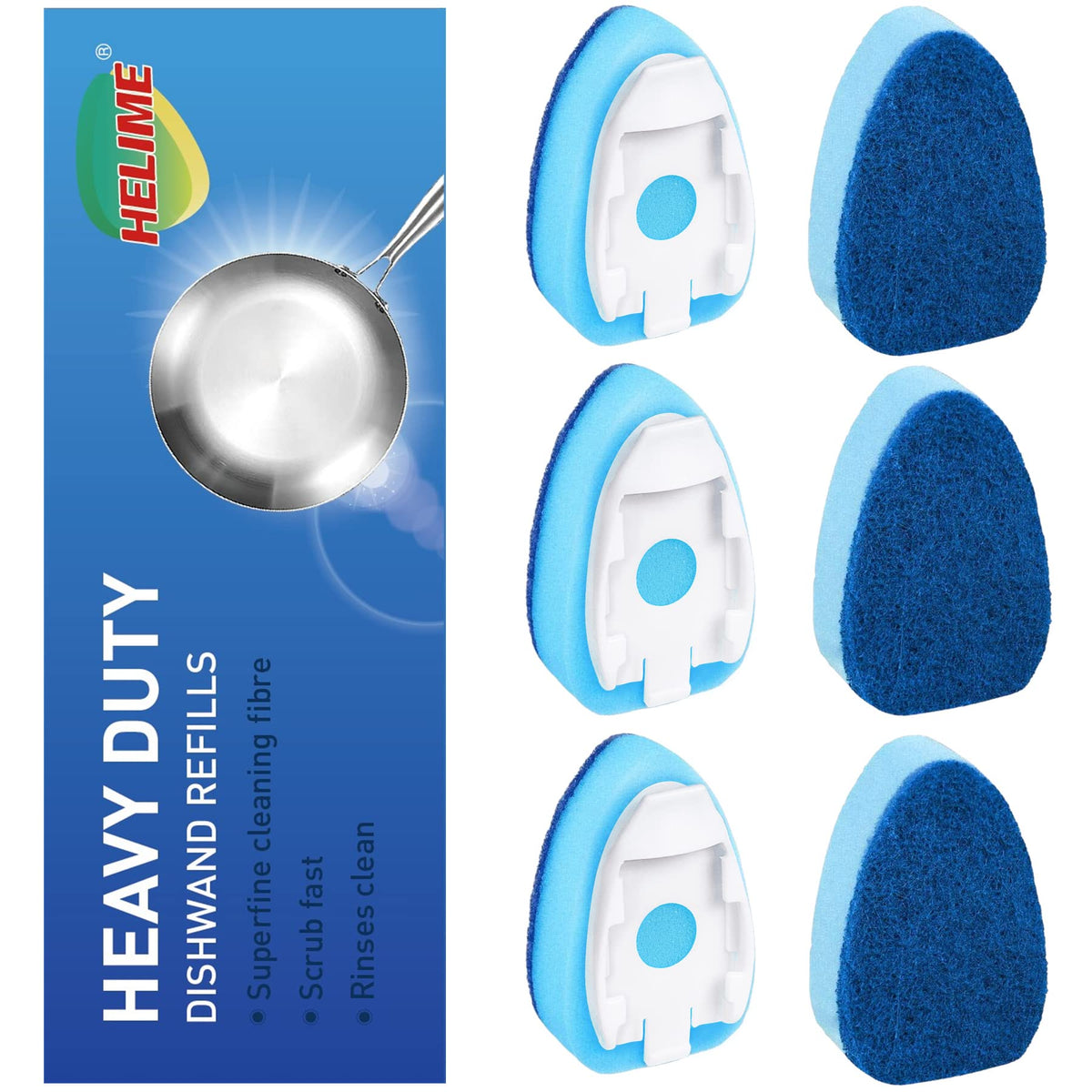 Dish Wand Sponge Refills Head, 6Pack Non-Scratch Dishwand Replacement Heads