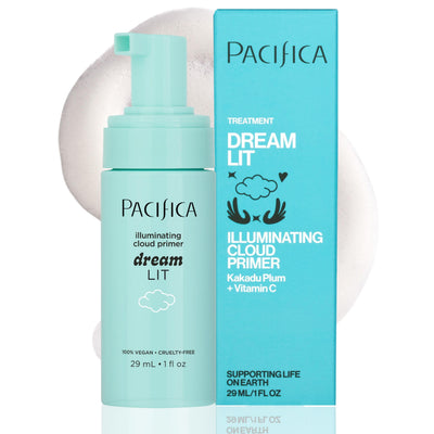 Dreamlit Illuminating Foaming Primer with Vitamin C & Hyaluronic Acid – Hydrating Brightening Face Makeup Base for