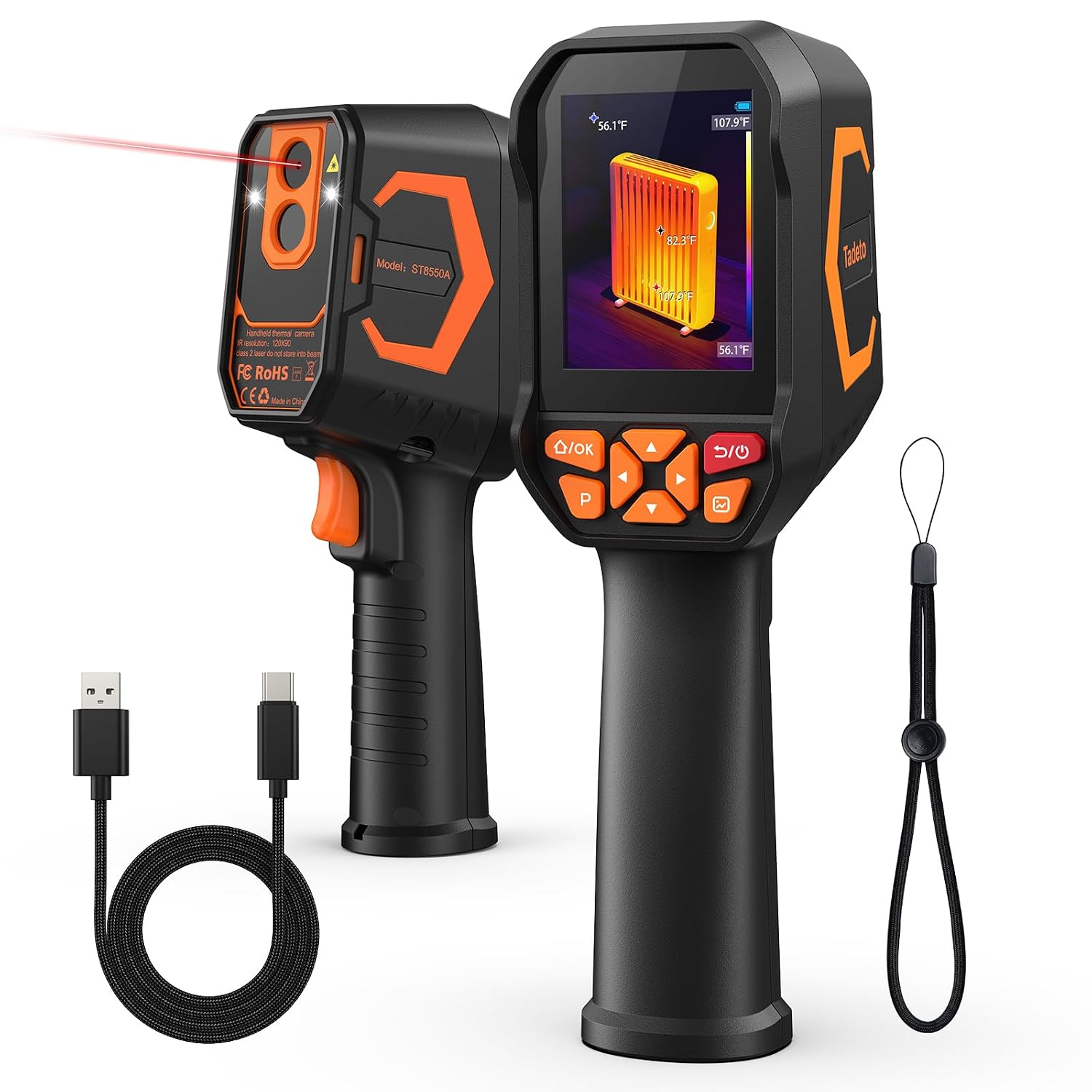 Infrared Thermal Camera, Thermal Imaging Camera with Laser Pointer, 256*192 TISR Resolution IR Camera with 320*240