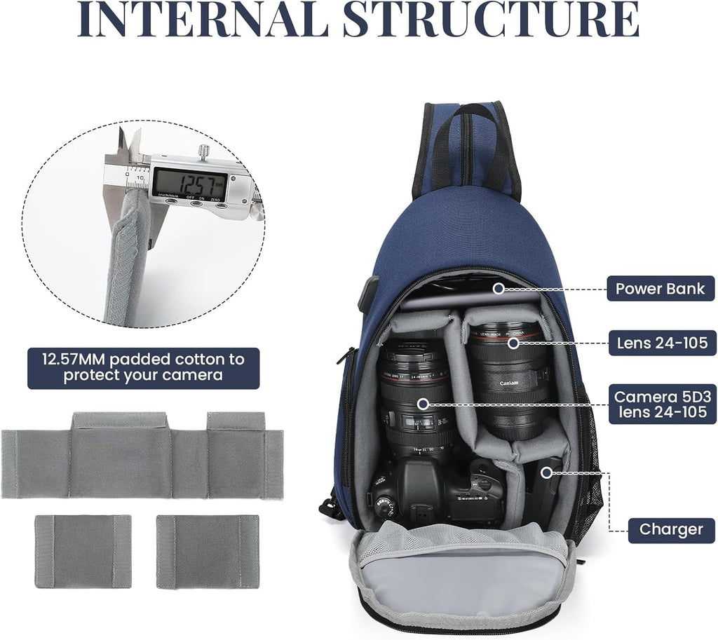 Camera Sling Bag Small Camera Backpack for Photographers,Water-resistant Camera Crossbody Bag Travel Caemra Backpack