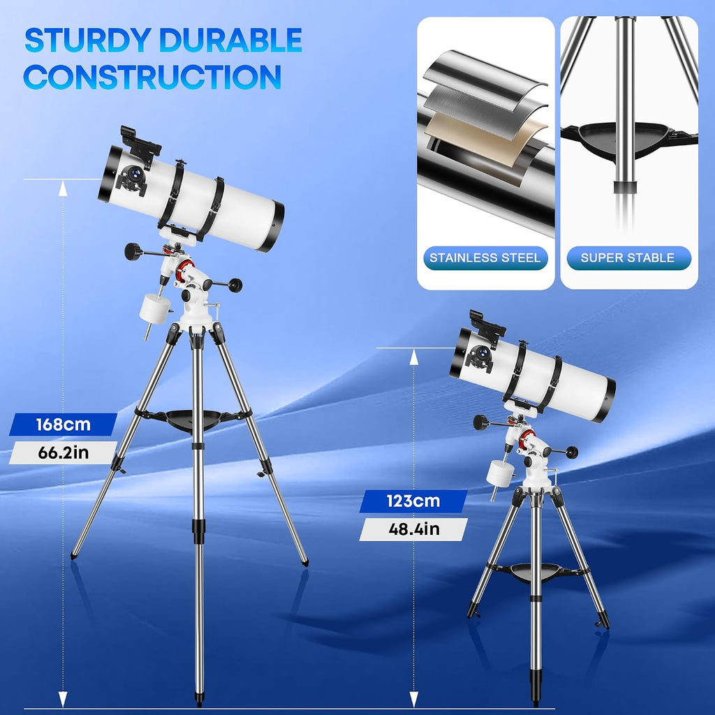 150EQ Professional Astronomy Telescope for Adults High Powered | Portable Manual Equatorial Reflector Telescope for