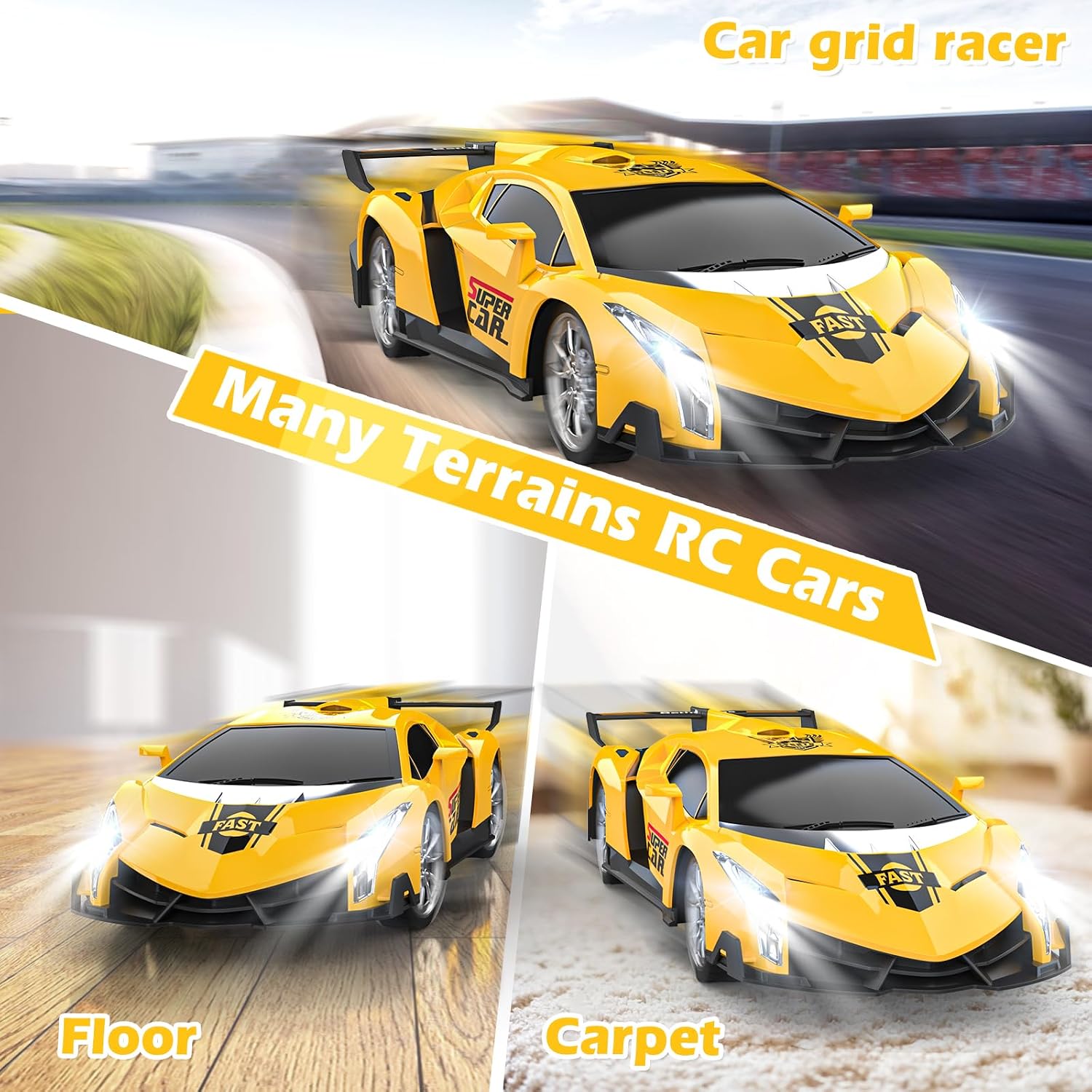 Remote Control Car, RC Cars for Kids 1:18 Electric Toy Car Hobby Racing Car Toys with Lights & Controller, Christmas