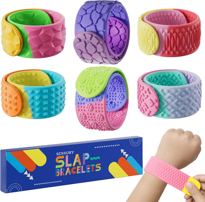 Sensory Slap Bracelets for Kids Teens,6PCS Fidget Toys Snap Bracelets for Stress Anxiety Autistic ADHD,Calm Down