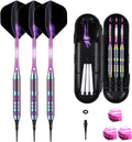 Darts Plastic Tip Set - 18g 21g Colorful Rainbow Soft Tip Darts 50 Anti-Loose O-Rings 6 Shaft (Aluminum/Nylon 45mm) 6